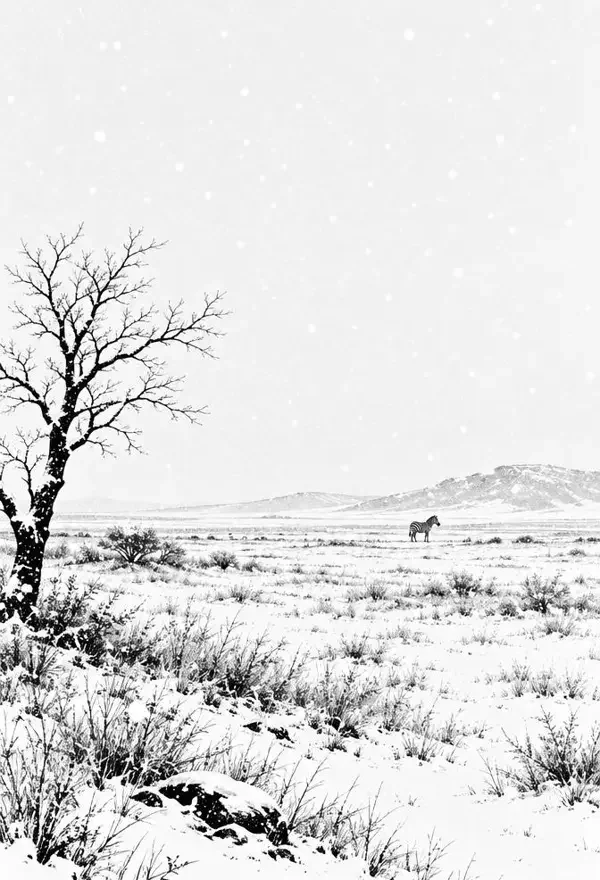 第一场雪作品封面，初雪覆盖的原野